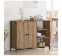 vidaXL 2 Door 3 Open Shelf Light Brown Sideboard - Size: 75 x 100 x 33cm - Wilko