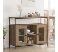 Sideboard Artisan Oak 100x35x80cm Engineered Wood 2 Door Black Legs Dining Unit