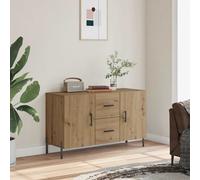 Sideboard Artisan Oak 100x36x60 cm Engineered Wood 2 Drawers 2 Doors Black Steel