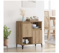 Sideboard White Engineered Wood 60x35x70cm Metal Legs 4 Compartments Modern Oak