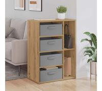 Sideboard Artisan Oak 60x33.5x84cm Engineered Wood 4 Drawer Slim Modern Recessed