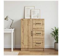 Sideboard Artisan Oak 66x34.5x87cm Engineered Wood 3 Drawers 1 Door Storage Slim