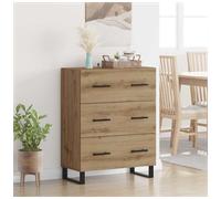 Sideboard Artisan Oak 69.5x34x90cm Engineered Wood Iron Legs Rustic Drawer.