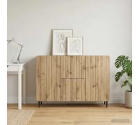 Sideboard Artisan Oak Engineered Wood 89x34.5x62cm 2 Drawers 2 Doors Black Legs