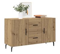 Sideboard Artisian Oak 100x36x60 cm Engineered Wood 2 Drawers 2 Doors Steel Legs