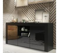 Sideboard Aurora 145Cm - Black With Gloss Doors