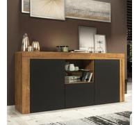 Sideboard Aurora 145Cm - Dark Oak & Black Matt Doors