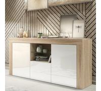 Sideboard Aurora 145Cm - Oak & White Gloss Doors