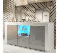 Sideboard Aurora 145Cm - White & Grey Gloss Doors And Led Lights