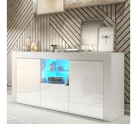 Sideboard Aurora 145Cm - White With Gloss Doors And Led Lights