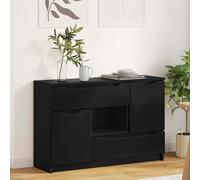 Sideboard Black 100x30x65.6cm Engineered Wood 2 Doors 1 Drawer Modern Storage UK