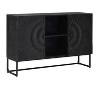 Sideboard Black 105x30x68 cm Solid Mango & Engineered Wood 2-Door Storage Decor