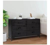 Sideboard Black 110x35x70 cm Solid Pine & Engineered Wood Metal Legs Rustic Look