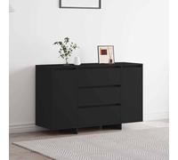 Sideboard Black 120x41x75 cm Engineered Wood 3 Drawers 2 Doors Modern Sleek Slim