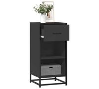 Sideboard Black 35.5x35x76cm Engineered Wood & Metal Industrial Storage Cabinet