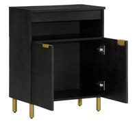 Sideboard Black 60 x 33 x 75 cm Wood Material with Metal Feet, Storage Space, Drawers and Compartments for Living Room, Modern TV Board, Compact Media Console with Cable Management