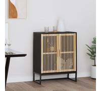 Sideboard Black 60x30x75 cm Engineered Wood Pine with Iron Legs, Modern Storage