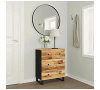 Sideboard Black 60x33x75 cm Solid Mango Wood Industrial Storage Cabinet Rustic