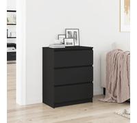 Sideboard Black 60x35x76 cm Engineered Wood 3-Drawer Minimalist Storage Home Use