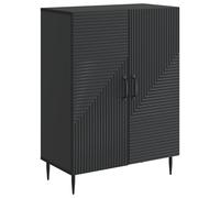 Sideboard Black 66x34.5x89.5cm Engineered Wood Vintage Storage Cabinet 2-doors.