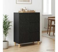 Sideboard Black 66x34.5x90cm Engineered Wood 3 Drawer Vintage Euc. Legs Storage