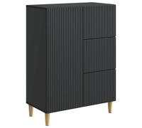 Sideboard Black 66x34.5x90cm Engineered Wood 3 Drawers Retro Vintage StorageUnit