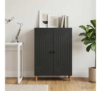 Sideboard Black 66x34.5x90cm Engineered Wood Modern 2-Door Storage Slim Console