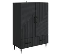 Sideboard Black 66x34.5x95cm Engineered Wood 1 Drawer Tapered Metal Legs Vintage