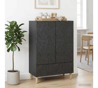 Sideboard Black 66x34.5x95cm Engineered Wood Vintage, Eucalyptus Legs 1 Drawer .