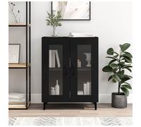 Sideboard Black 69.5x34x90cm Engineered Wood & Iron 2 Door Glass Display Unit XL