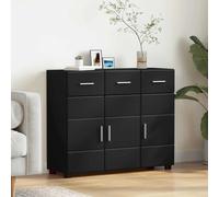 Sideboard Black 88.5x30.5x73cm Engineered Wood Matte 2 Doors 3 Shelves Storage.