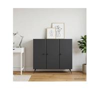 Sideboard Black 89 x 34.5 x 80 cm Engineered Wood 3-Door Storage Buffet for Home