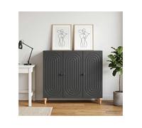 Sideboard Black 89x34.5x80cm Engineered Wood 3-Door Modern Storage Compact Unit