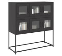 (black) vidaXL Sideboard White 100.5x39x107 cm Cold-rolled Steel storage cabinet