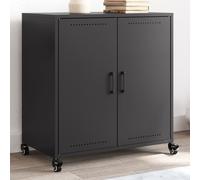 Sideboard Black Cold-Rolled Steel 68x39x72 cm 2-Door Wheels Modern Storage Urban