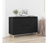 Sideboard Black Engineered Wood 102x35x70 cm Flush Doors Modern Storage Compact