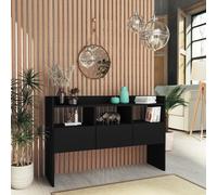 Sideboard Black Engineered Wood 105x30x70 cm 3 Drawers 3 Compartments Slim Unit