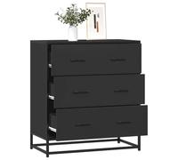 Sideboard, Black Engineered Wood 26.8 x 13.8 x 29.9 in, Industrial Style, Loads of Storage, Easy Assembly, Ideal for Living Room, Modern Design, Durable, with Strong Build, (Black)