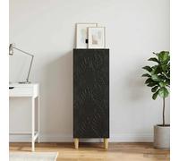 Sideboard Black Engineered Wood 33x34.5x90cm Eucalyptus Legs 1-Door 2-Shelves UK