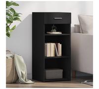 Sideboard Black Engineered Wood 40x42.5x93cm Compact Drawer Minimalist Storage.