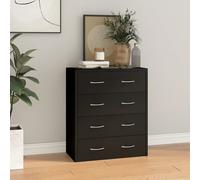 Sideboard Black Engineered Wood 60x30.5x71cm 4 Drawers Smooth-Running Sturdy Top