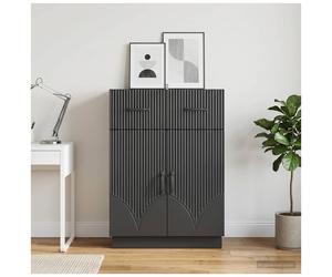 Sideboard Black Engineered Wood 66x34.5x87cm 1 Drawer 2 Door Compact for Hallway