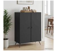 Sideboard Black Engineered Wood 66x34.5x90cm 2-Door Modern Storage Unit Minimal