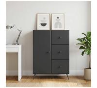 Sideboard Black Engineered Wood 66x34.5x90cm 3 Drawers 1 Door Modern Storage...