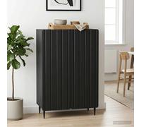 Sideboard Black Engineered Wood 66x34.5x92cm 2 Door Iron Tapered Leg Storage UK