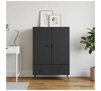 Sideboard Black Engineered Wood 66x34.5x95cm 1 Drawer 2 Door Storage Slim Buffet