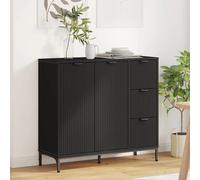 Sideboard Black Engineered Wood 89.5x33x82 cm 3 Drawers 2 Doors Modern Minimal