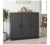 Sideboard Black Engineered Wood 89 x 34.5 x 77 cm 3-Door Storage Modern Cabinet
