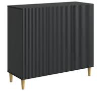 Sideboard Black Engineered Wood 89 x 34.5 x 80 cm 3-Door Vintage Storage Unit XL