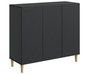 Sideboard Black Engineered Wood 89 x 34.5 x 80 cm 3-Door Vintage Storage Unit XL